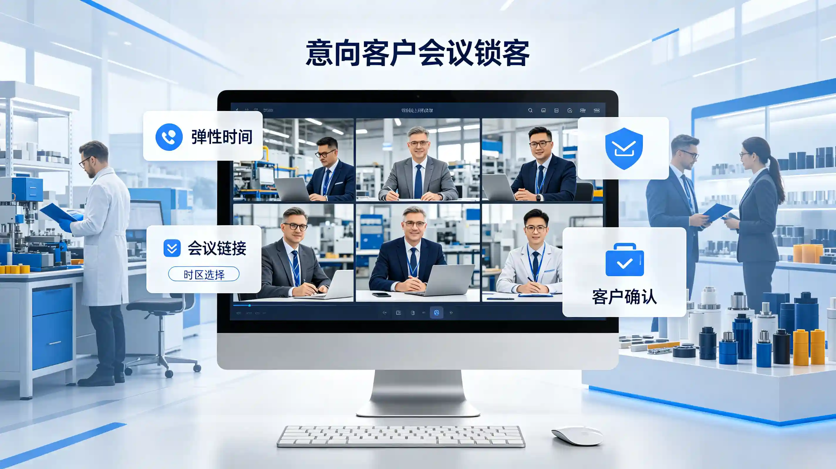 外贸线上会议邀约模板,适配海外客户时区零压力洽谈客户跟进流程图.webp